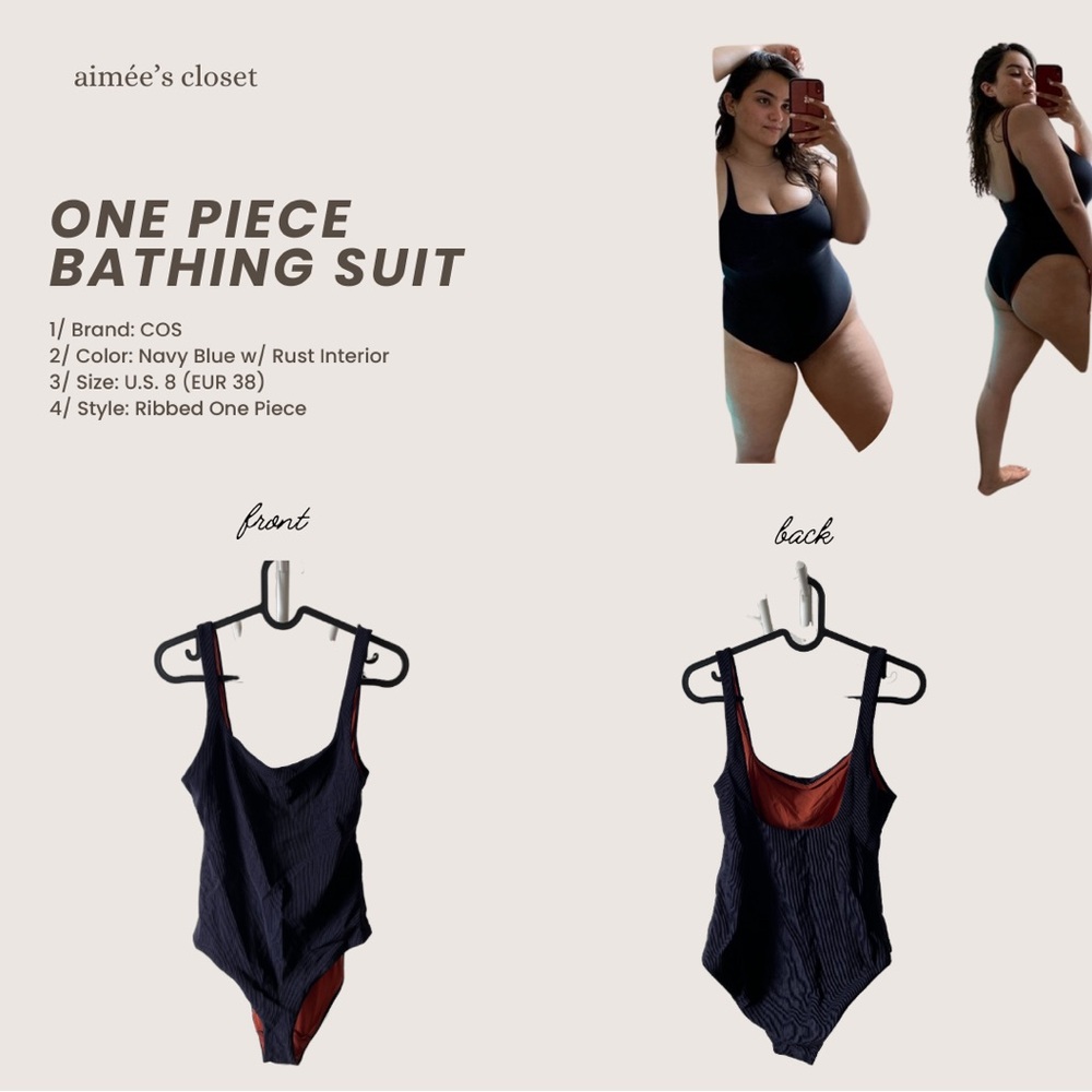 COS Navy Blue One Piece Bathing Suit
